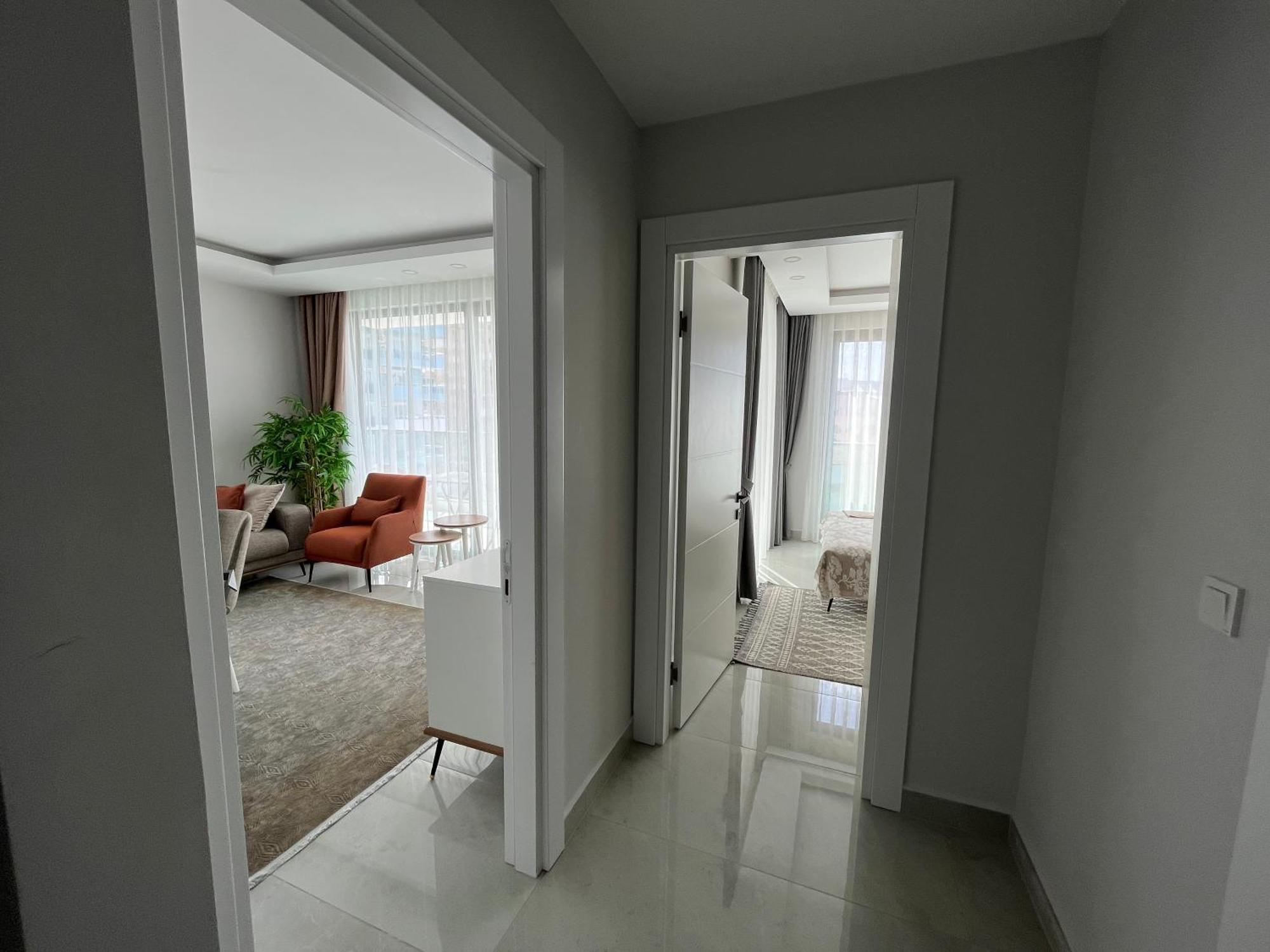 New 60m2 Luxury Sunset Aqua Mahmutlar, Alanya, 50m Sea, Large Pool, Gym, Private No A Tourist Facility, First Sea Line